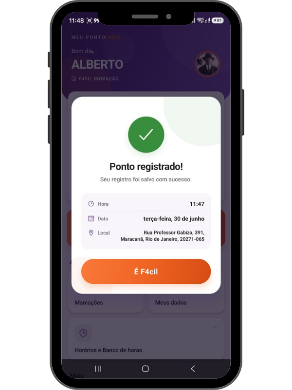 PontoF4cil — ponto registrado com sucesso